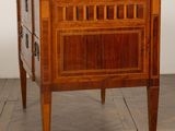 a small wooden table with a drawer on top of it