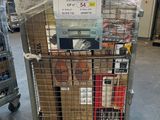 a cart with a lot of books on it in a warehouse