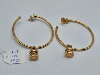 a pair of gold hoop earrings