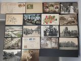 many old postcards on display on the wall