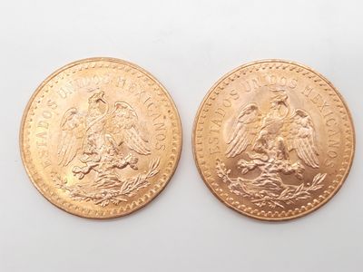 deux pièces d'or sur lesquelles figurent l'effigie d'un homme et d'une femme