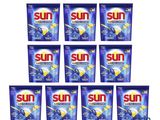 six paquets de produit pour lave-vaisselle « Sun » sur fond blanc