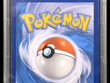 the card is in a plastic case with a pokemon logo on it