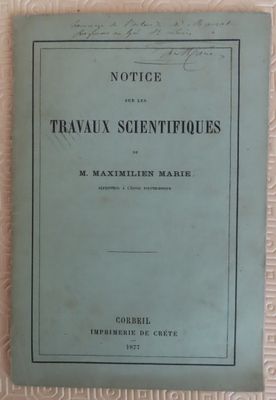 82.	[Sciences et techniques] -MARIE (Maximilien). Notice sur…