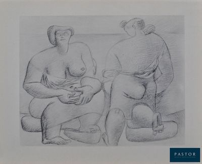 un dessin représentant deux hommes assis par terre