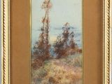 une image d'un tableau représentant un paysage avec des arbres au premier plan