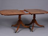 an image of a wooden table with two leaves on top of it