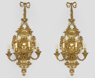 pair of antique wall sconces in the style of louis ii