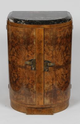 an image of a small wooden cabinet with a marble top