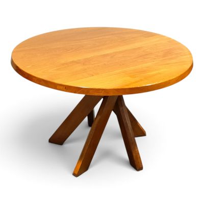 an image of a wooden table with three legs and a round table top