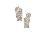 a pair of diamond earrings on a white background
