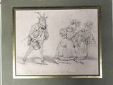 drawing of a man and a woman dancing in front of a man in a suit