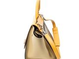 a close up of a handbag on a white background