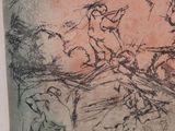 a drawing on the wall of a room with a picture of a man and a woman