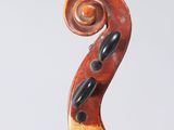 a close up of a violin ' s bow with a spiral design on the back