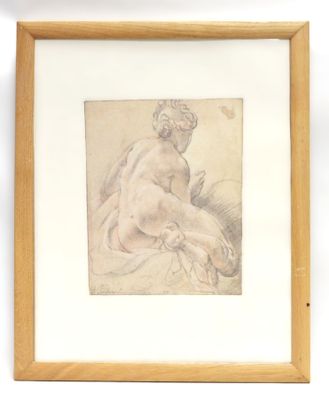 an image of a drawing of a nude woman in a wooden frame