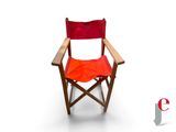 a red chair with a red seat and a red pillow