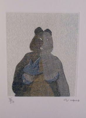 an image of a drawing of a man holding a baby