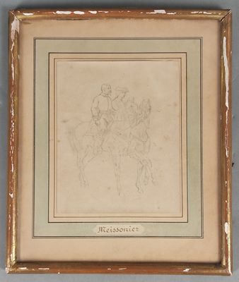 une image représentant un dessin d'un homme à cheval, dans un cadre