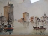 a picture of a painting of boats in the water