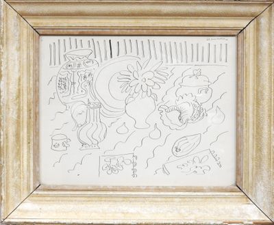dessin représentant un homme et une femme assis à une table