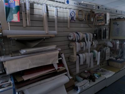 a room with a lot of different items on the wall