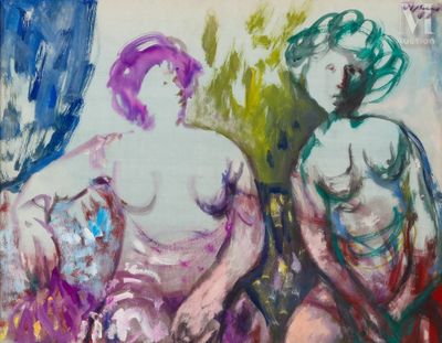 une image représentant un tableau sur lequel figurent deux femmes assises l'une à côté de l'autre