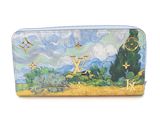 louis vu vu wallet purse with painting of a wheatfield and birds