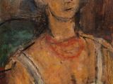 an image of a painting of a woman with a cast on her arm