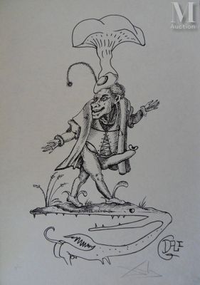 un vieux dessin représentant un homme coiffé d'un chapeau, debout sur le pont d'un bateau