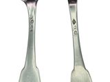 two forks and a spoon on a white background