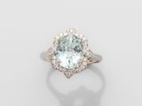 une bague aigue-marine et diamant