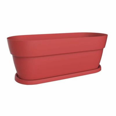 Jardinière rectangulaire rouge mat - Design arrondi avec sou…