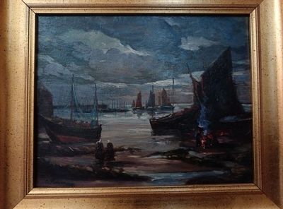 Gaston POTTIER (1885-1980) "Le retour de la pêche au port de…