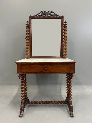 COIFFEUSE de type psyché en acajou et placage d'acajou, plat…