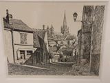 a picture of a drawing of a street in a town