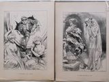 an old book with two illustrations of a man and a woman