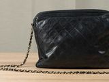 chanel black quilted leather cross body bag with chain strap