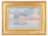 an image of a painting of a castle on the water