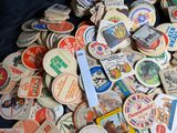 many different types of stickers on a black surface