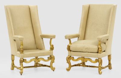 pair of louis xvi style gilet armchairs