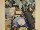 une image représentant un tableau où l'on voit un homme et une femme assis sur un banc