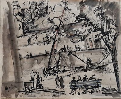 Pierre MARTINEZ (1931-1983) "Les Eaux-Chaudes, vue depuis le…