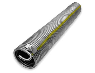 a close up of a metal hose on a white background