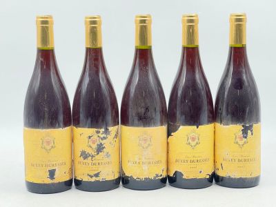 six bouteilles de vin sont alignées dans une rangée