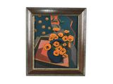 une peinture de fleurs dans un vase sur une table