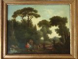 an image of a painting of people in a wooded setting