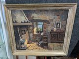 une photo d'un tableau représentant une pièce avec une cheminée