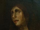 an image of a painting of a woman in a red dress
