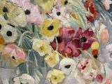 a painting of flowers in a vase on a table